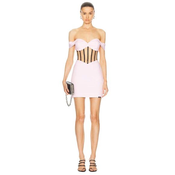 RTA For FWRD Evie Mini Dress in Festive Pink Medium New Womens Corset Party